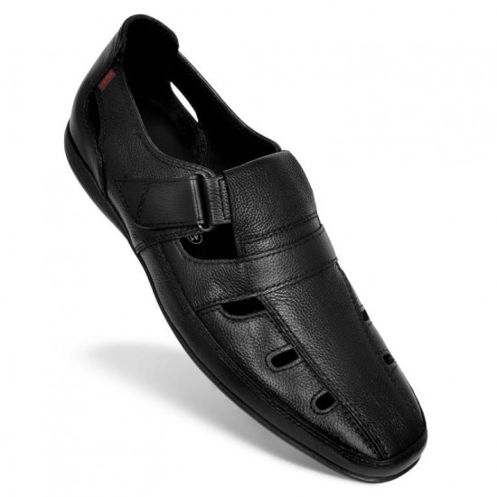 Black Leather Bantu Shoes For Men AV 614-Avetos