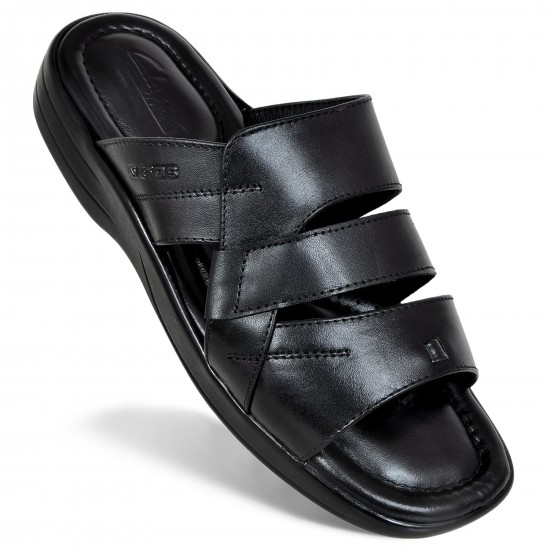 Avetos Black Leather Sandals For Men AV 130