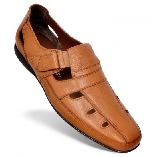 Tan Leather Bantu Shoes For Men AV 614-Avetos
