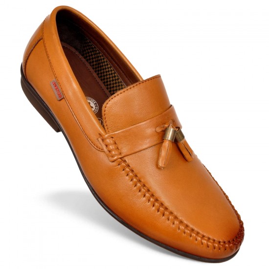 Tan Leather Loafers For Men Av 5139-Avetos