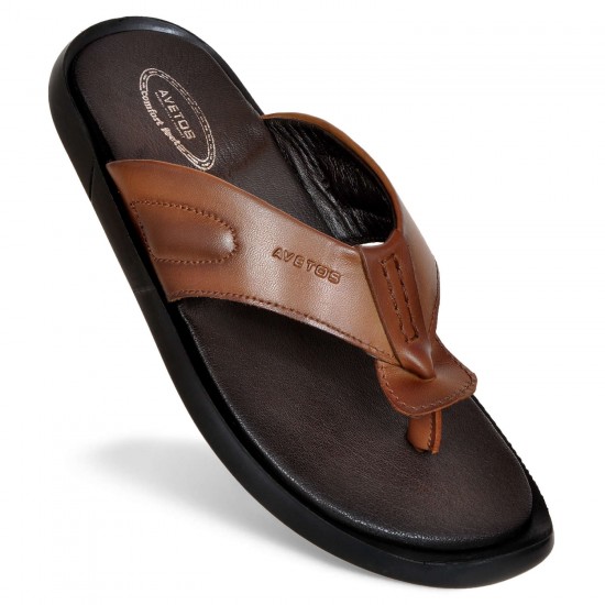 Avetos Tan Original Leather Slippers For Men AV 135