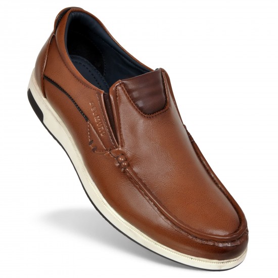 Tan Slip-On Shoes For Men DM 1035- DelMuro