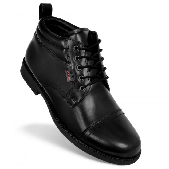 Mens Black Lace Up Leather Boot Av 5124 - Avetos