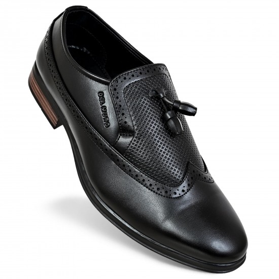 Black Synthetic Leather Casual Loafers For Men DM 1056 -DelMuro