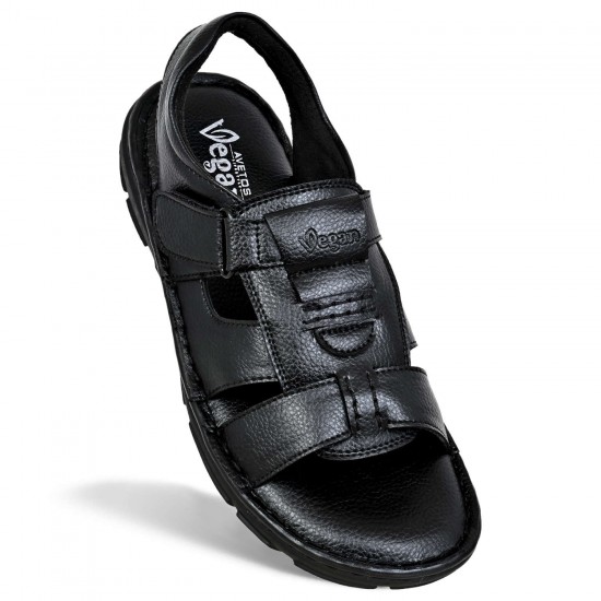 Avetos Vegan Black Non Leather Sandal For Men VE 7001