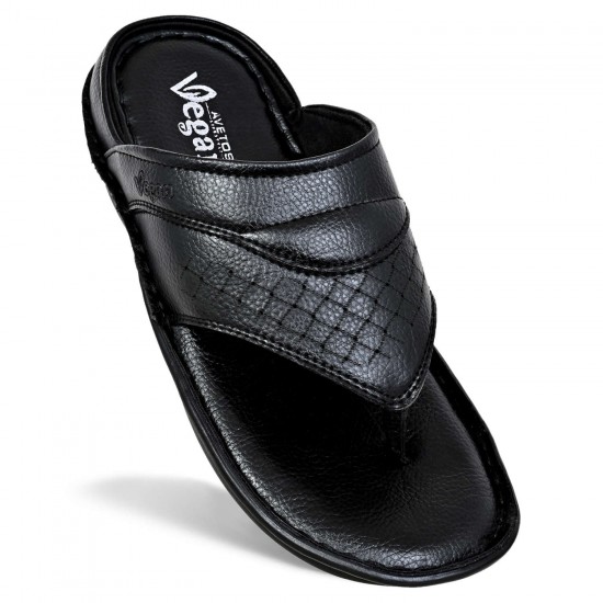 Avetos Vegan Black Non Leather Slippers For Men VE 3004