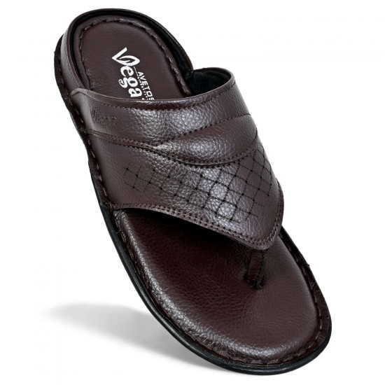 Avetos Vegan Brown Non Leather Slippers For Men VE 3004