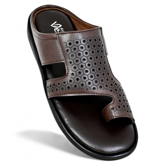 Avetos Vegan Brown Non Leather Slippers For Men VE 3006