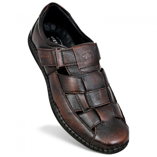 Avetos Bantu Brown Leather Sandals For Mens AV 623