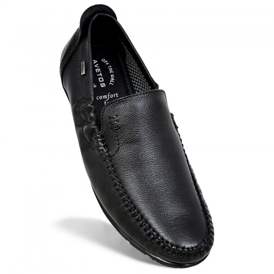 Black Leather Loafers For Men AV 5179-Avetos