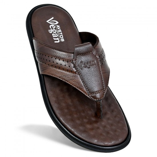 Avetos Vegan Brown Non Leather Slippers For Men VE 3003