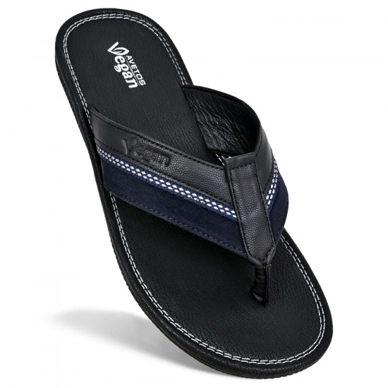 Avetos Vegan Black Non Leather Slippers For Men VE 3001