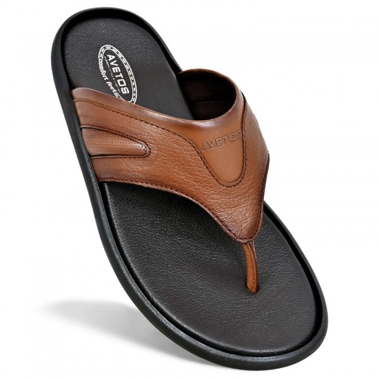 Avetos Tan Original Leather Slippers For Men AV 138