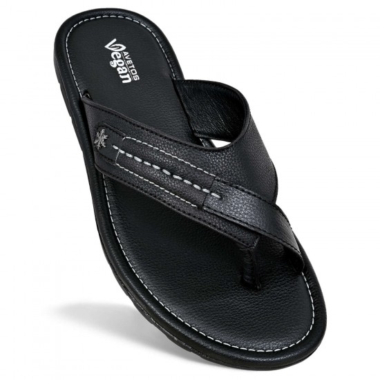 Avetos Vegan Black Non Leather Slippers For Men VE 3005