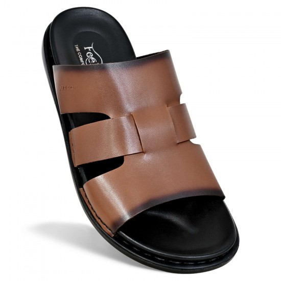 Avetos Tan Original Leather Slippers For Men AV 142